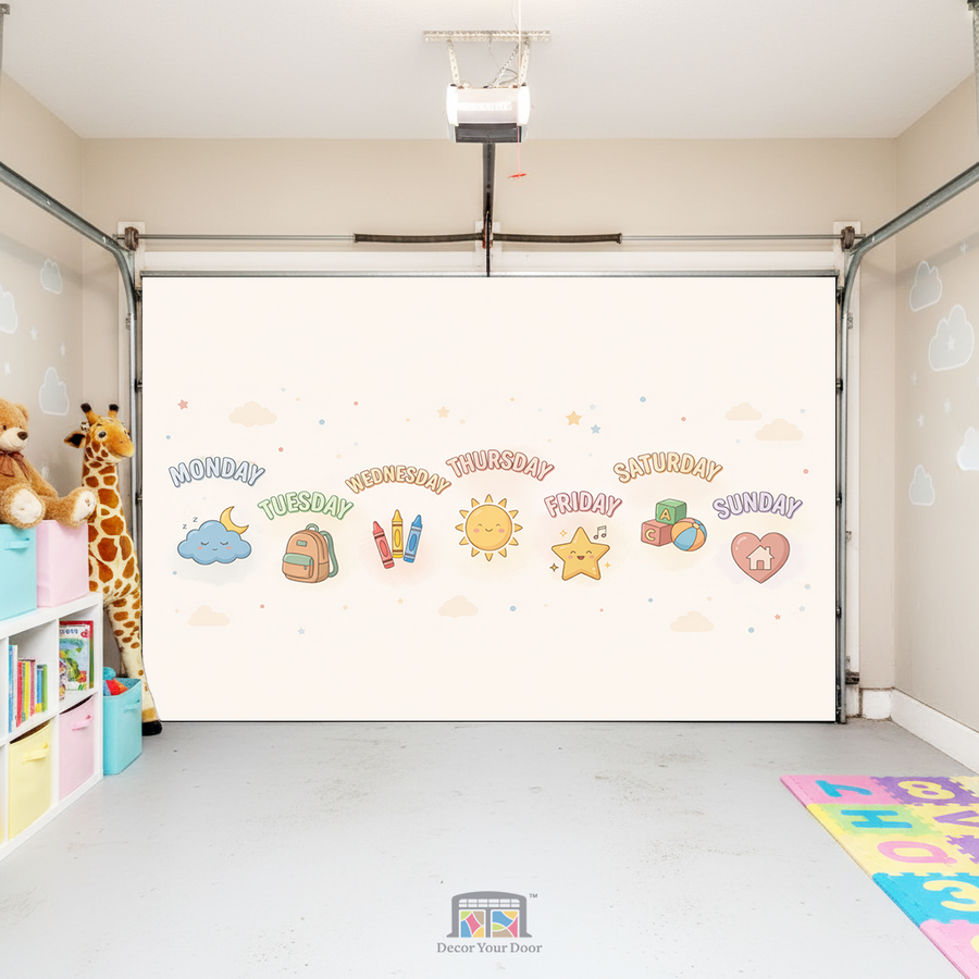 Playful Days of the Week Learning – Interior Garage Door Cover
