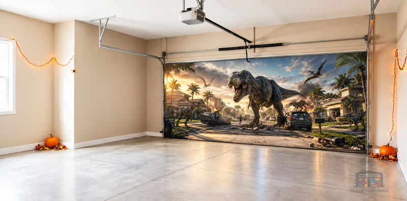 Alternate view of Prehistoric Neighborhood Panic - Interior Garage Door Cover