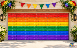 Rainbow Brick Wall Pride Garage Door Cover