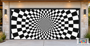 Infinity Checker Vortex Psychedelic Garage Door Cover