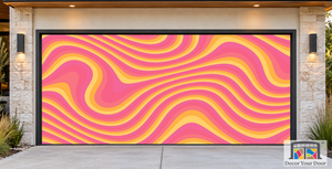 Sunset Groovy Waves Psychedelic Garage Door Cover