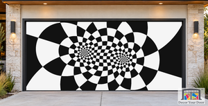 Liquid Checker Twist Psychedelic Garage Door Cover