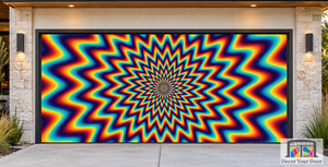 Prismatic Fire Flower Psychedelic Garage Door Cover