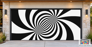 Hypnotic Ribbon Twist Psychedelic Garage Door Cover