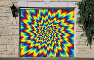 Pulsing Fiery Flower Optical Illusion Garage Door Cover Wrap