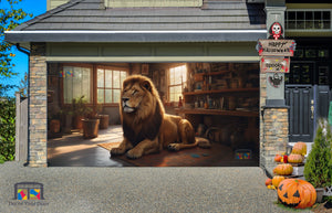 Realistic Lion in the Garage Majestic Presence Garage Door Cover Banner Wrap - Decor Your Door