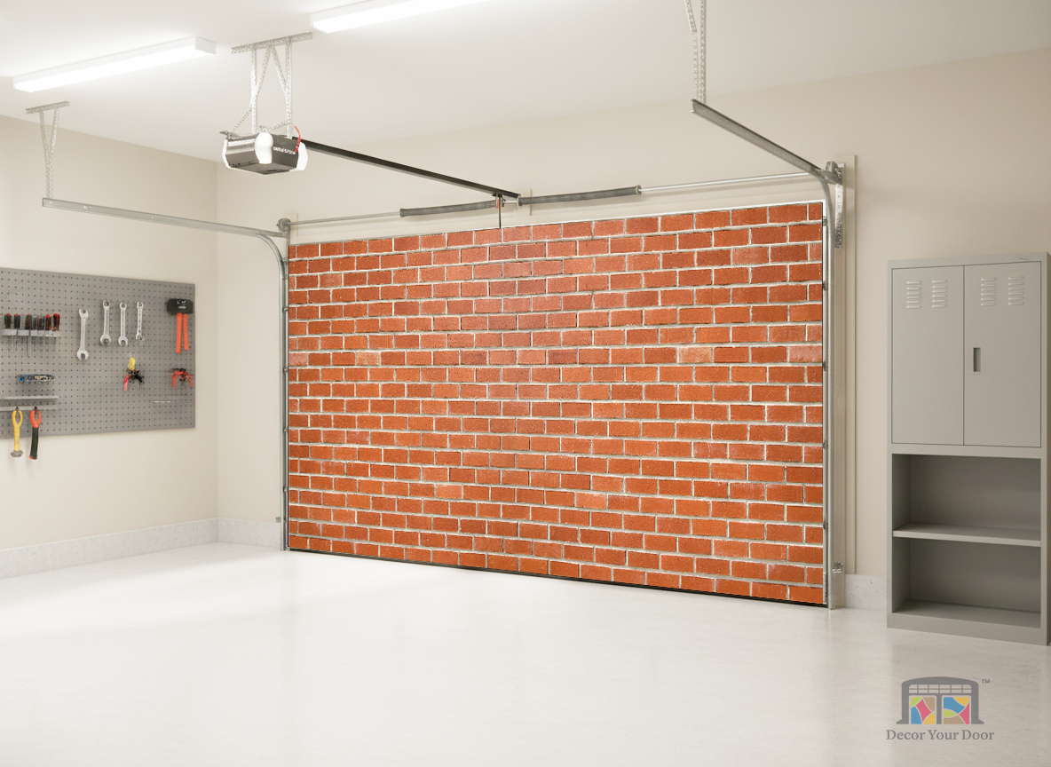 Red Brick Wall - Interior Garage Door Cover