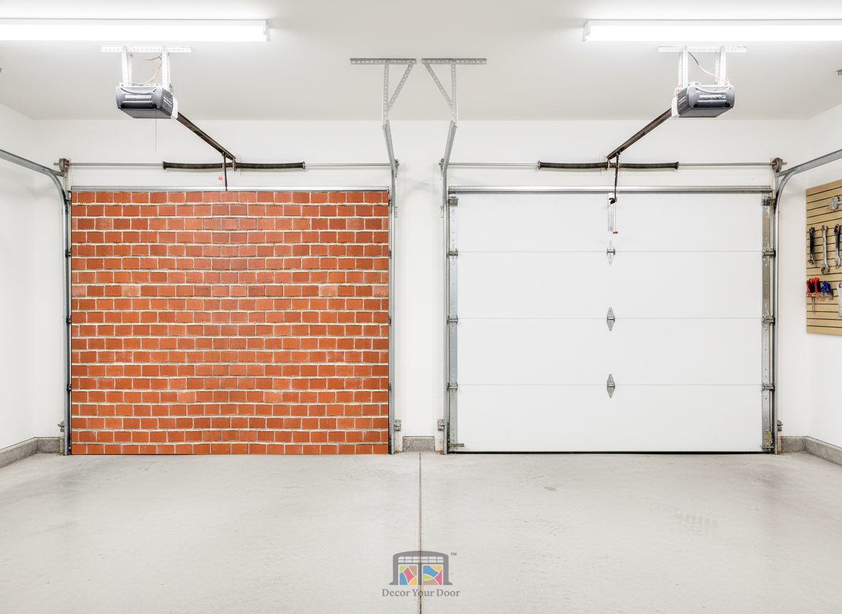 Red Brick Wall - Interior Garage Door Cover