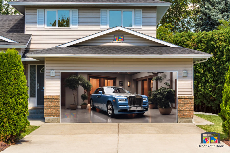 Rolls-Royce Phantom estacionado en el garaje - Vinilo para puerta de garaje