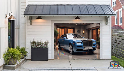 Rolls-Royce Phantom Parked in the Garage - Garage Door Cover Banner Wrap