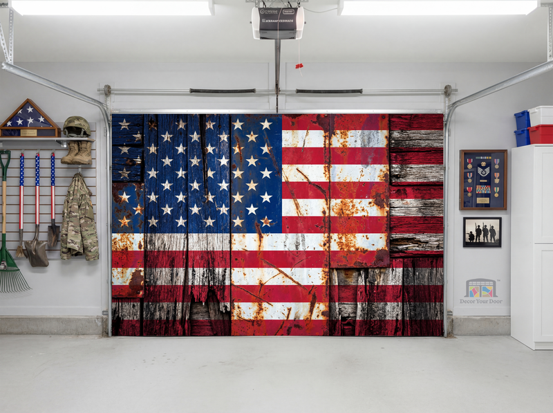 Rustic American Flag – Interior Garage Door Cover