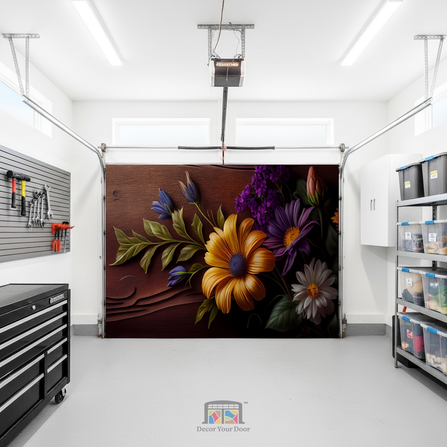 Rustic Bloom Harmony – Interior Garage Door Cover