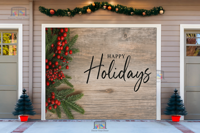 Rustic Holiday Cheer – Happy Holidays Garage Door Cover