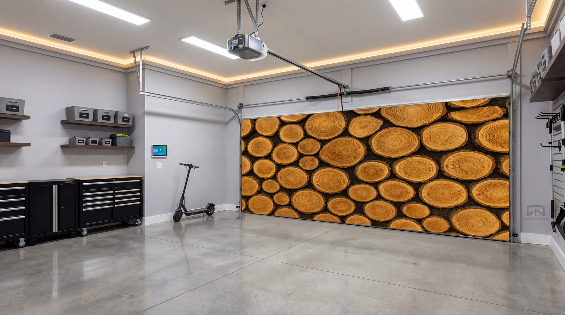 Rustic Log Rounds – Interior Garage Door Cover