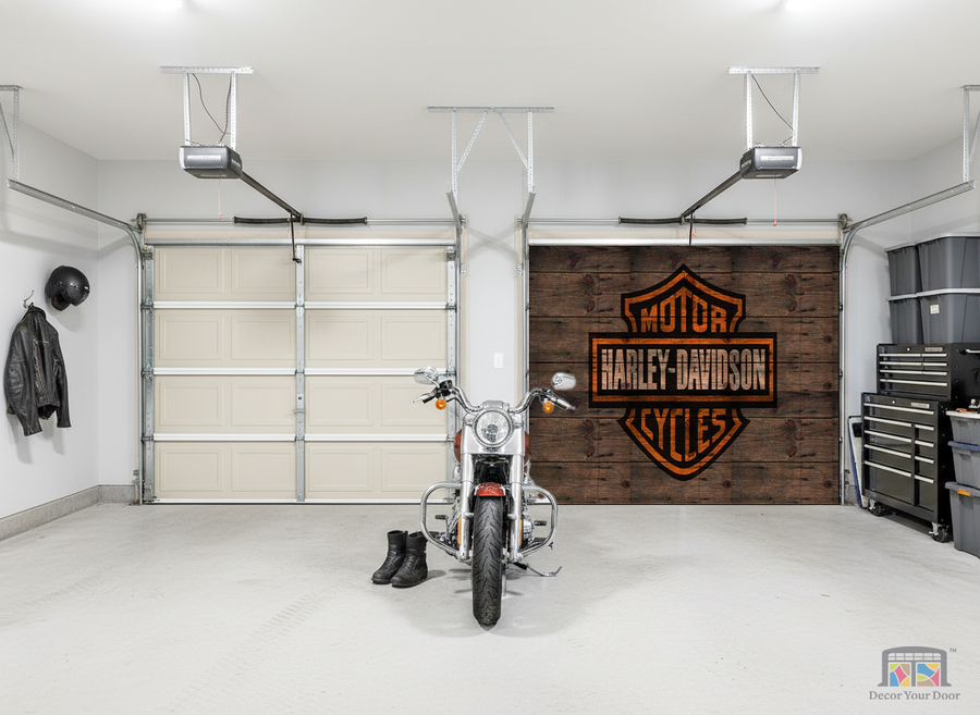 Rustic Ride – Harley Interior Garage Door Cover