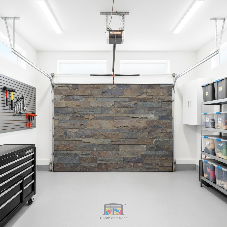 Rustic Slate Stone - Interior Garage Door Cover