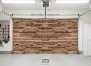Rustic Wood Plank Wall - Interior Garage Door Cover