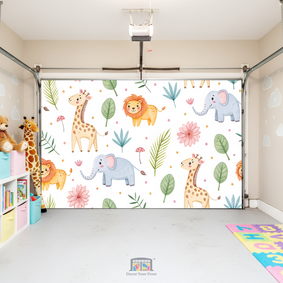 Safari Friends Nursery – Interior Garage Door Cover