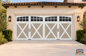 Sandstone Printed Garage Door Cover with Arch Windows
