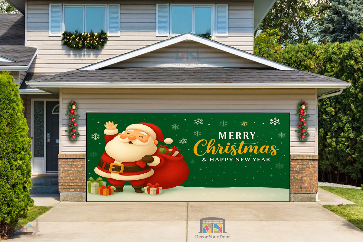 Santa Claus Snowflake – Holiday Garage Door Cover