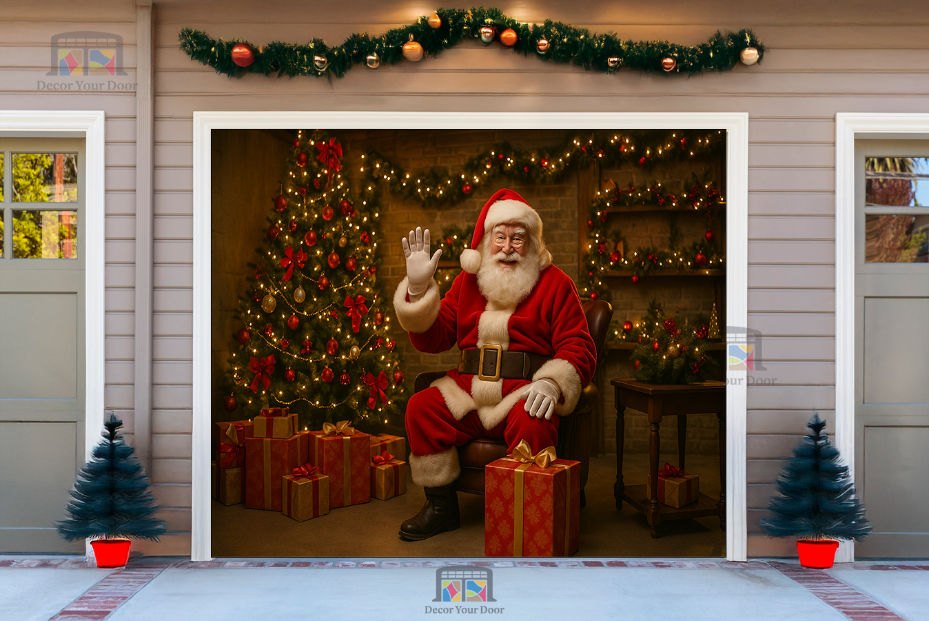 Santa’s Cozy Garage – Christmas Garage Door Cover