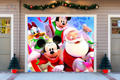 Santa's Disney Sleigh Ride Garage Door Cover Banner Decoration - Decor Your Door