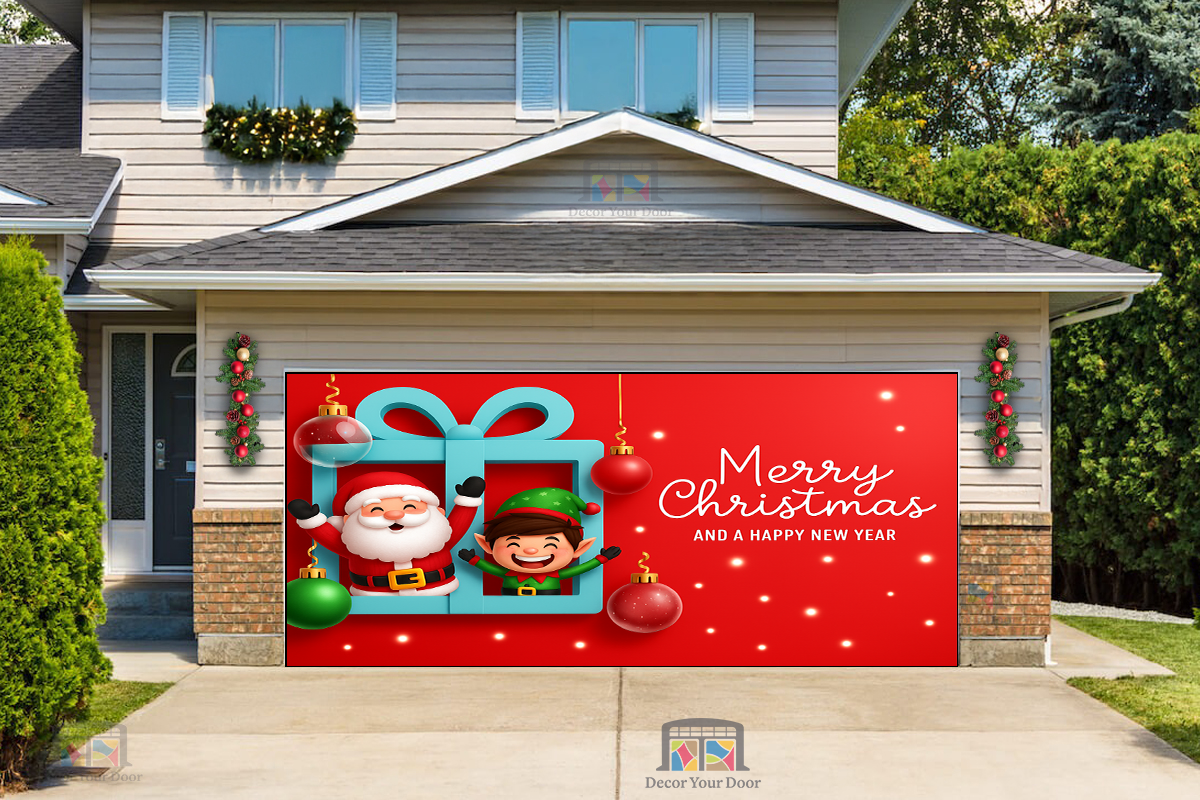 Santa’s Gift of Joy – Merry Christmas Garage Door Cover