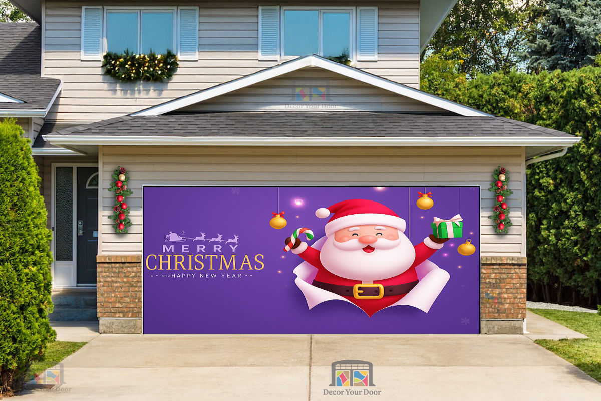 Santa’s Holiday Cheer – Merry Christmas Garage Door Cover