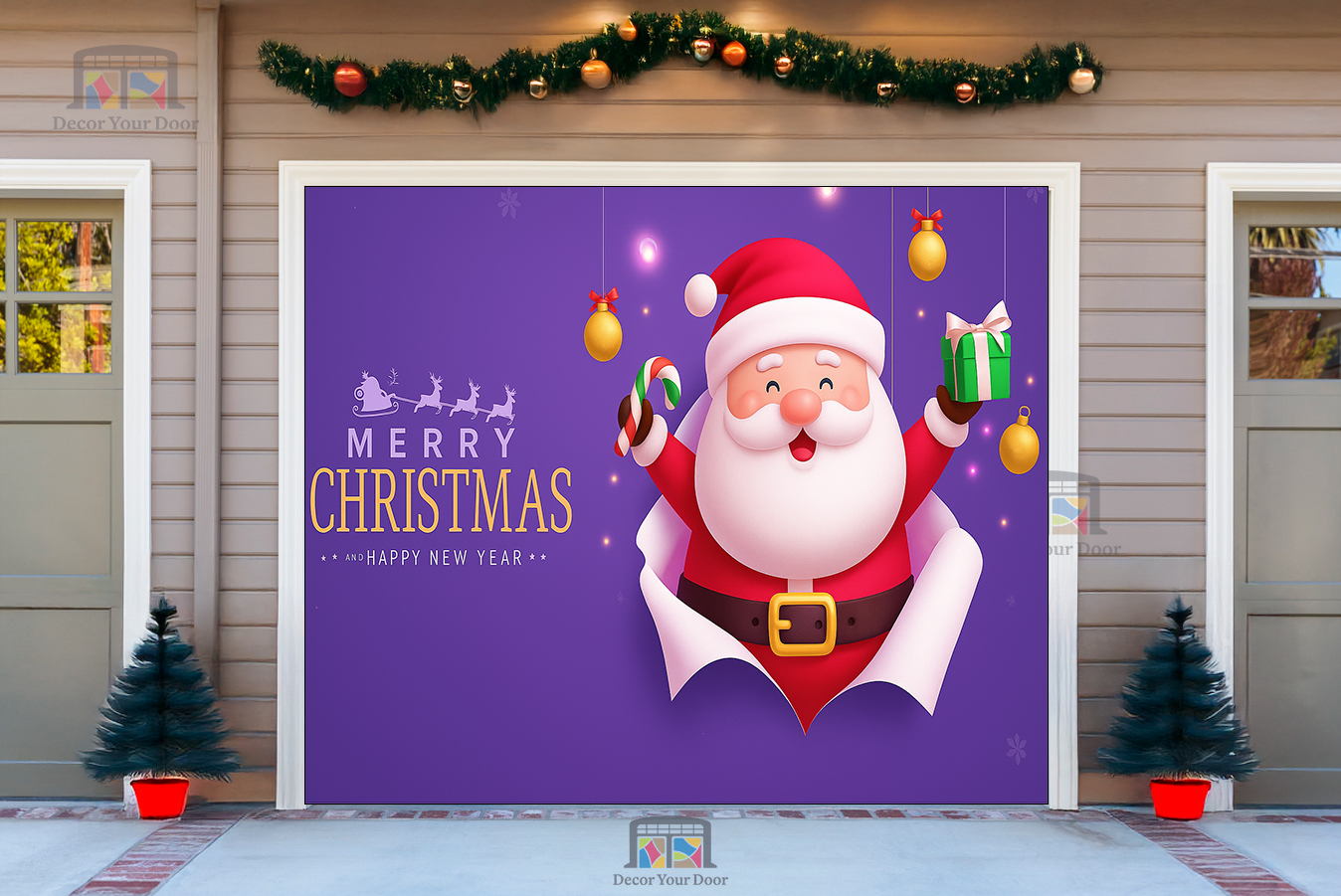 Santa’s Holiday Cheer – Merry Christmas Garage Door Cover
