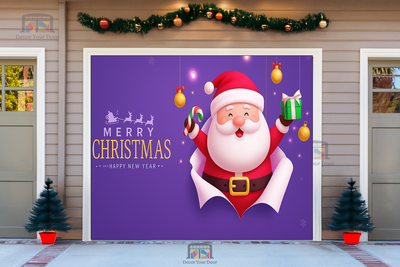Santa’s Holiday Cheer – Merry Christmas Garage Door Cover