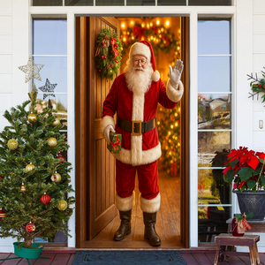 Bienvenida navideña de Papá Noel – Cubierta para puerta principal