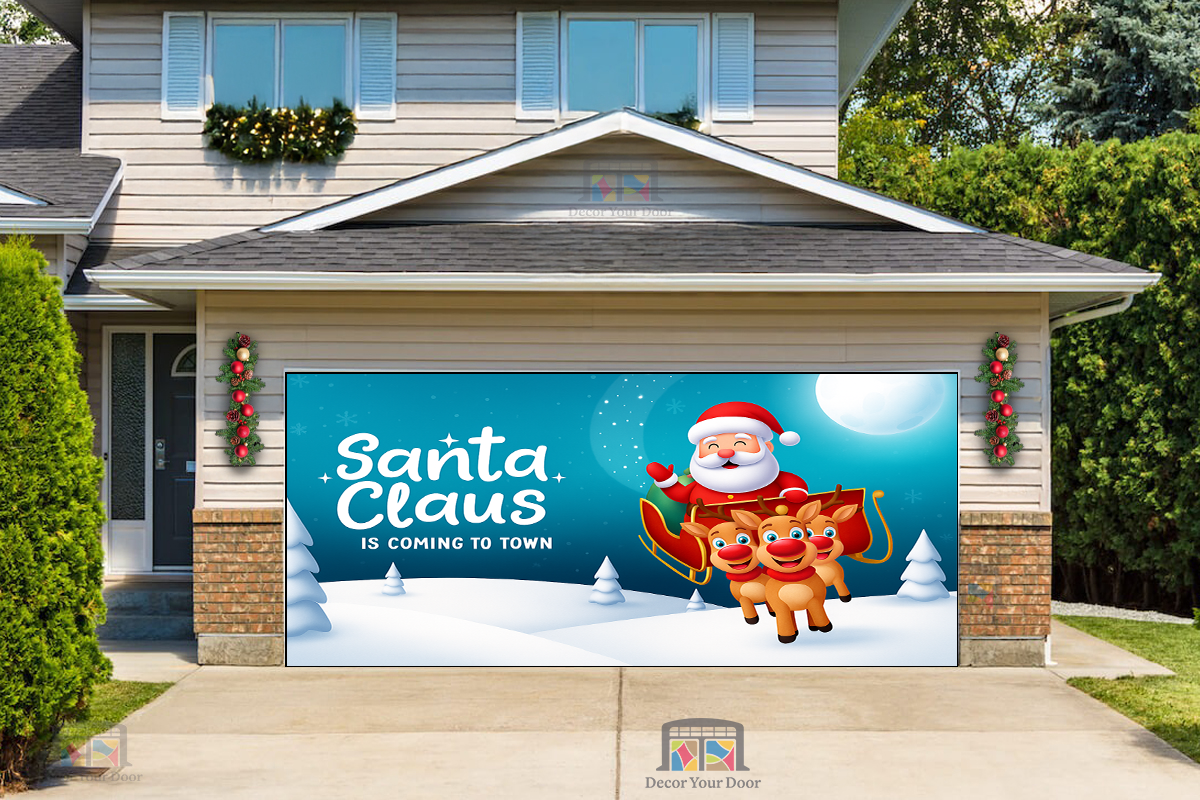 Santa’s Magical Flight – Christmas Garage Door Cover