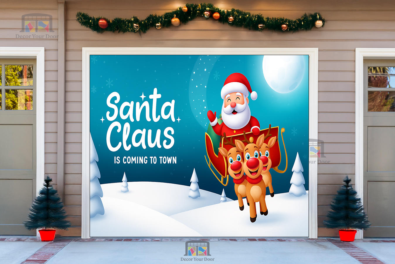 Santa’s Magical Flight – Christmas Garage Door Cover