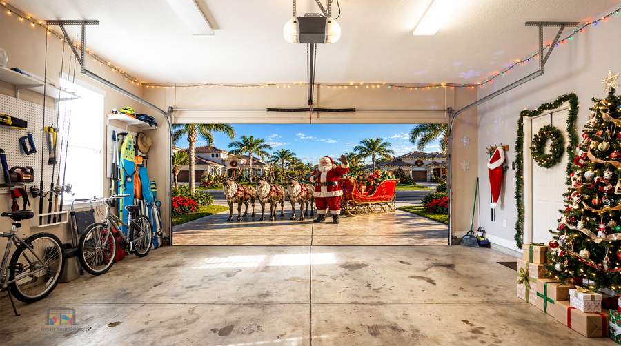 Santa’s Warm Welcome – Holiday Driveway Scene Garage Door Cover