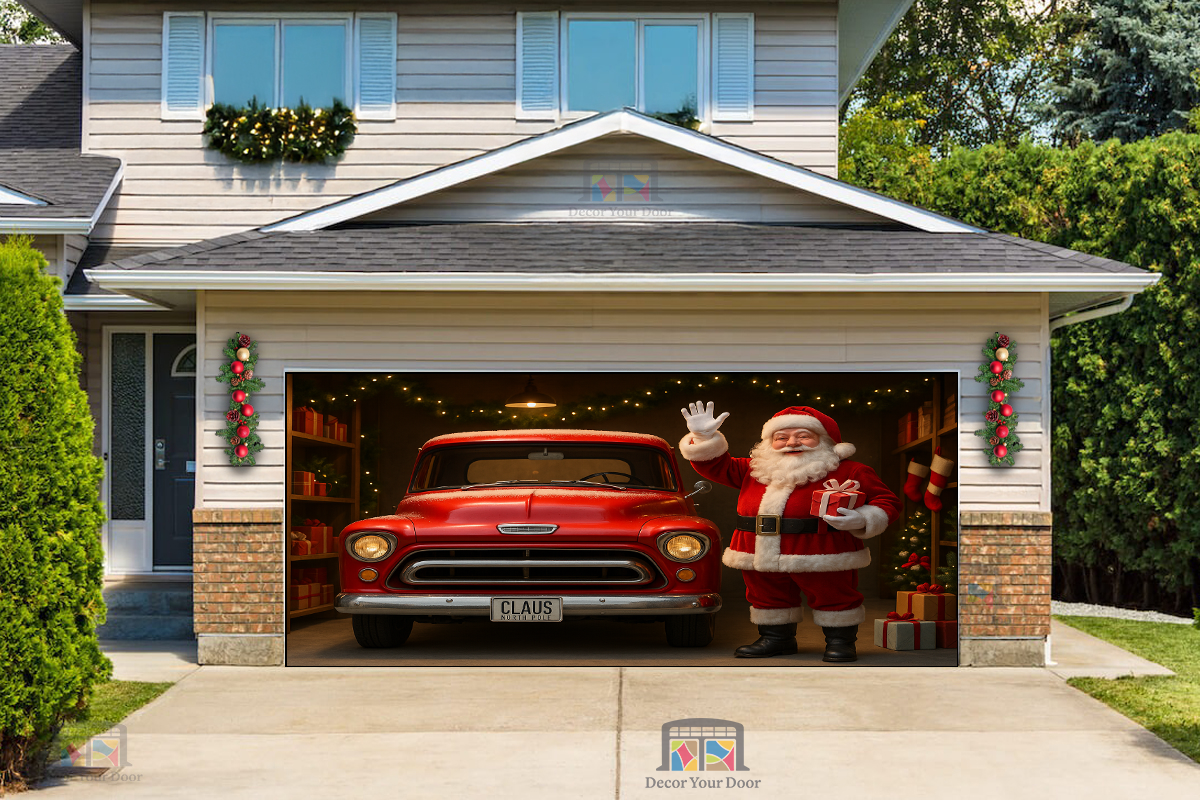 Santa’s Classic Ride – Christmas Garage Door Cover