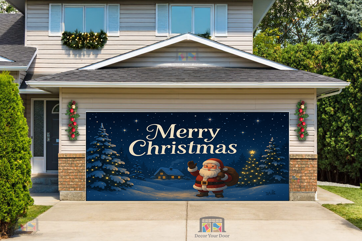 Santa’s Cozy Night – Christmas Garage Door Cover