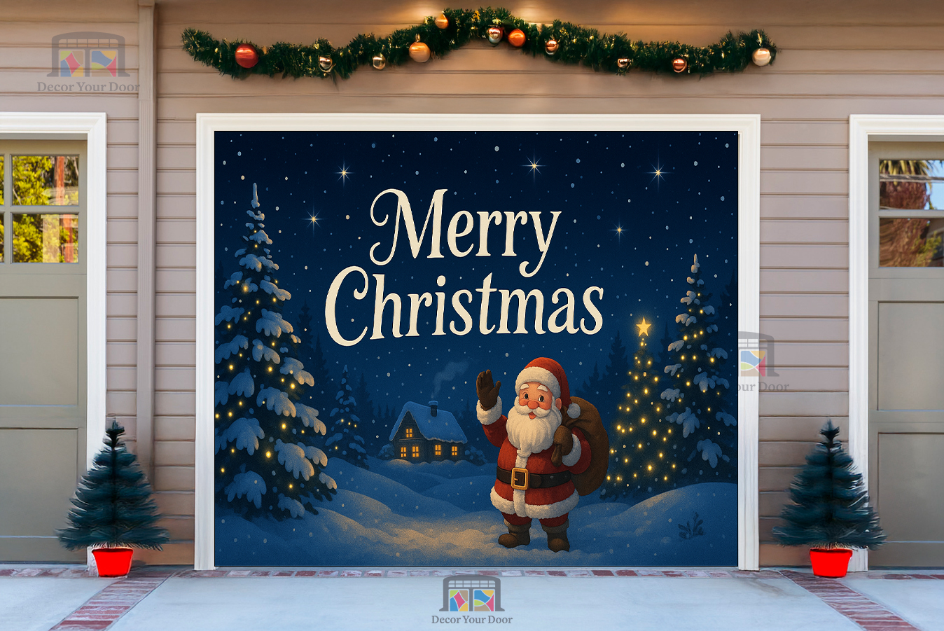 Santa’s Cozy Night – Christmas Garage Door Cover