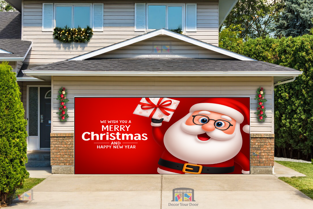 Regalo sorpresa de Papá Noel: Cubierta navideña para puerta de garaje 