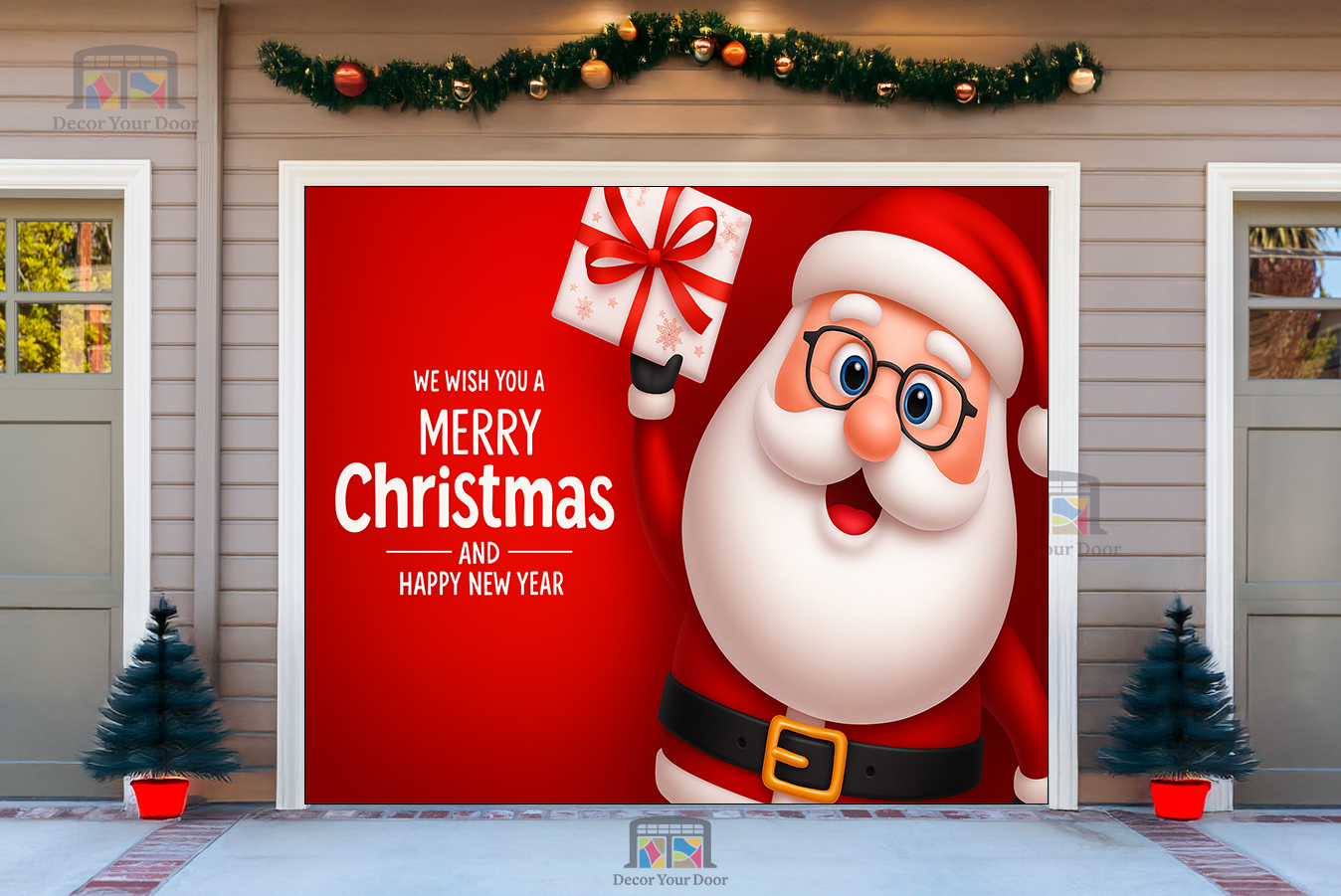 Regalo sorpresa de Papá Noel: Cubierta navideña para puerta de garaje 