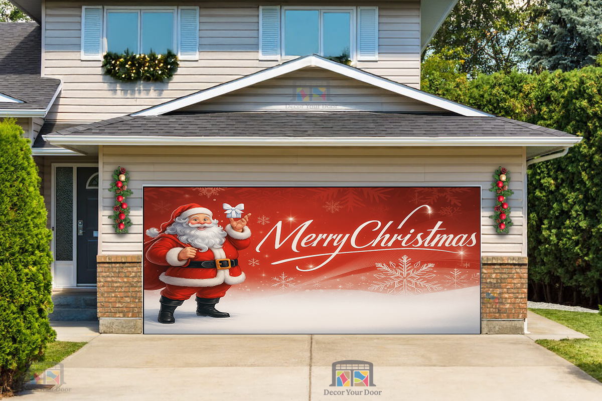 Regalo de alegría de Santa: Cubierta navideña para puerta de garaje 
