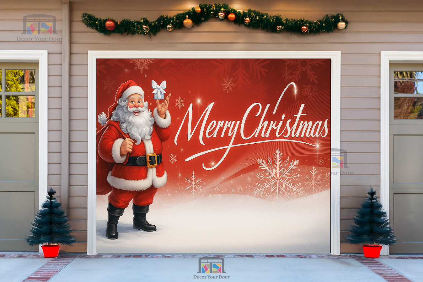 Regalo de alegría de Santa: Cubierta navideña para puerta de garaje 