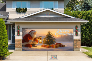 Santa’s Golden Glow – Christmas Garage Door Cover
