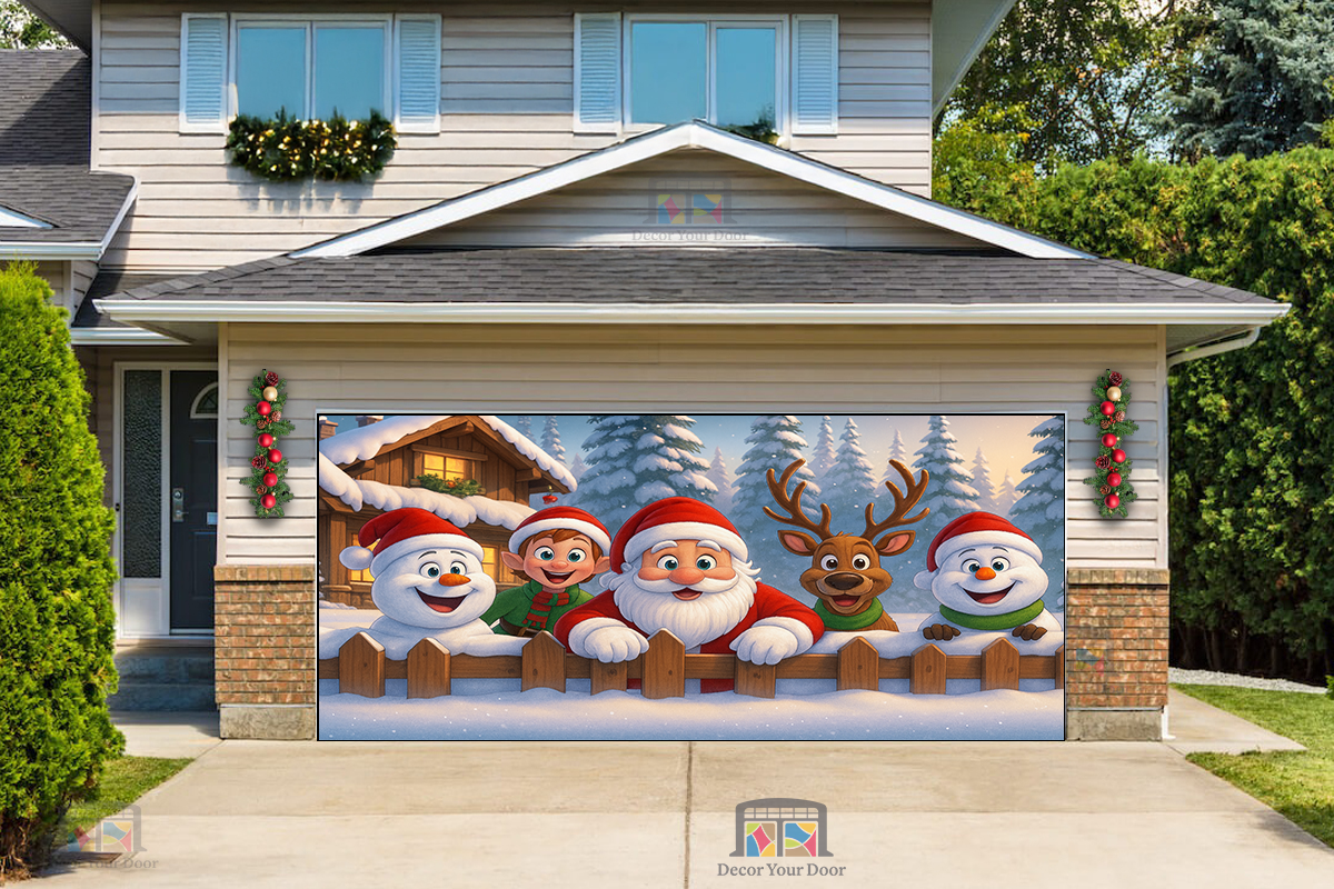 Santa’s Happy Crew – Christmas Garage Door Cover