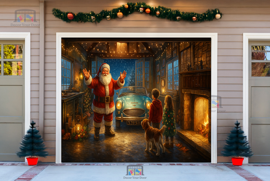 Santa’s Magical Garage Arrival - Garage Door Cover.
