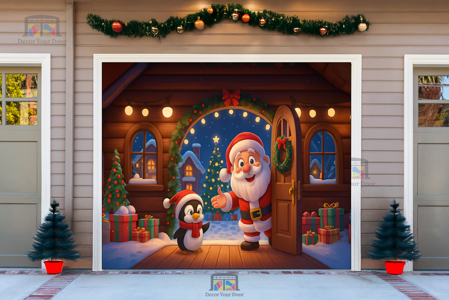 Santa’s Warm Welcome – Christmas Garage Door Cover