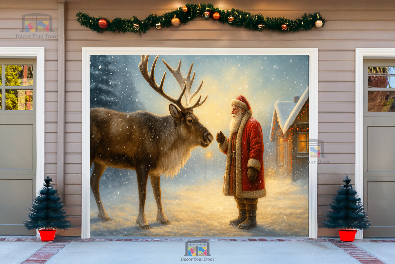 Santa’s Winter Bond – Christmas Garage Door Cover