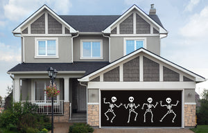 Set of Skeleton Halloween Garage Door Cover Banner Backdrop