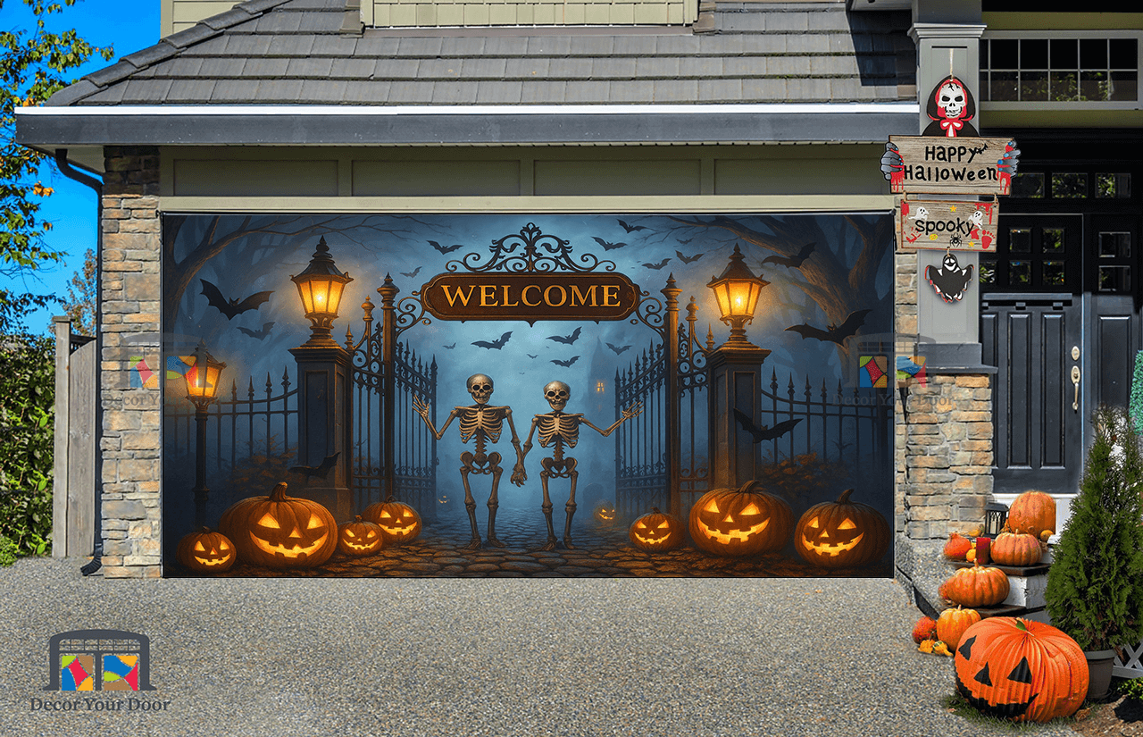 Skeleton Gate Welcome – Garage Door Cover