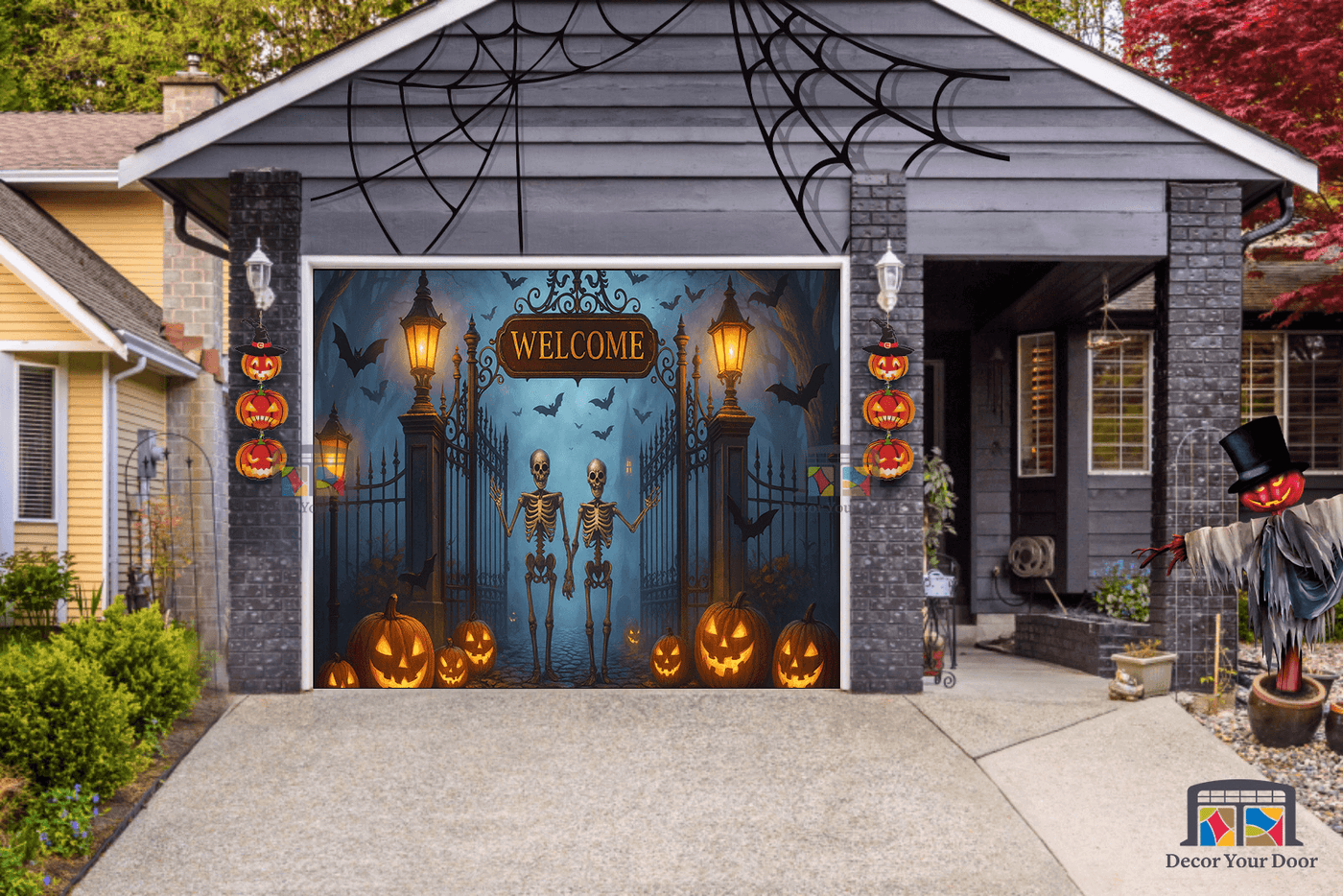 Skeleton Gate Welcome – Garage Door Cover