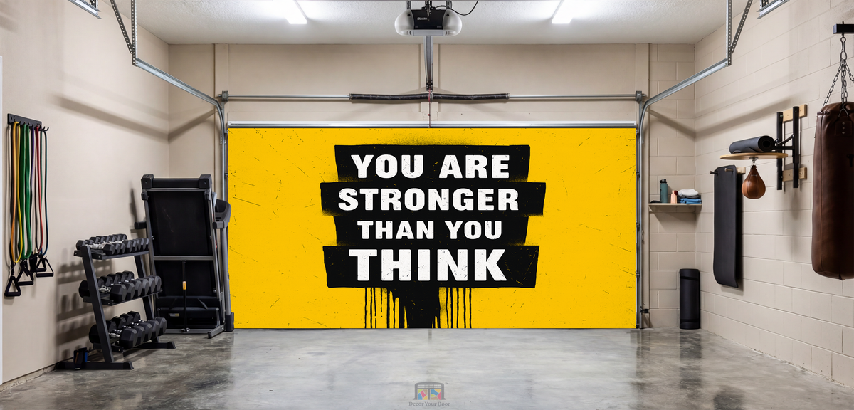 Stronger Than You Think – Motivation Interior Garage Door Cover — interior clearance cover
